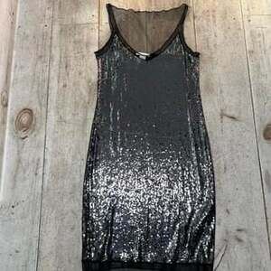 White+Warren Black Sequin & Mesh Bodycon Mini Dress